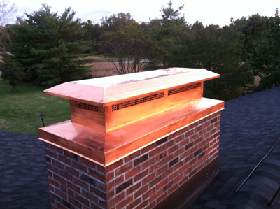 Before and after chimney cap replacement in Dix Hills, NY